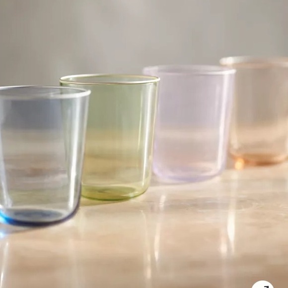 Anthropologie Glasses Set of Four Handpainted Assorted Colors New In Box - Picture 1 of 7